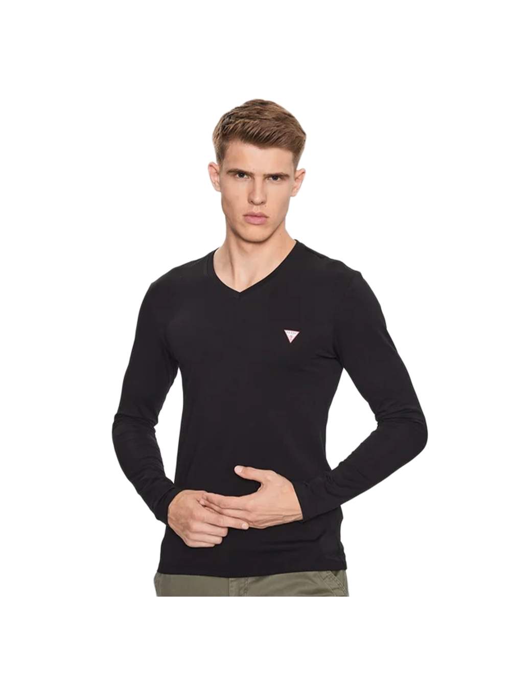 Herren Langarm V-Ausschnitt T-Shirt