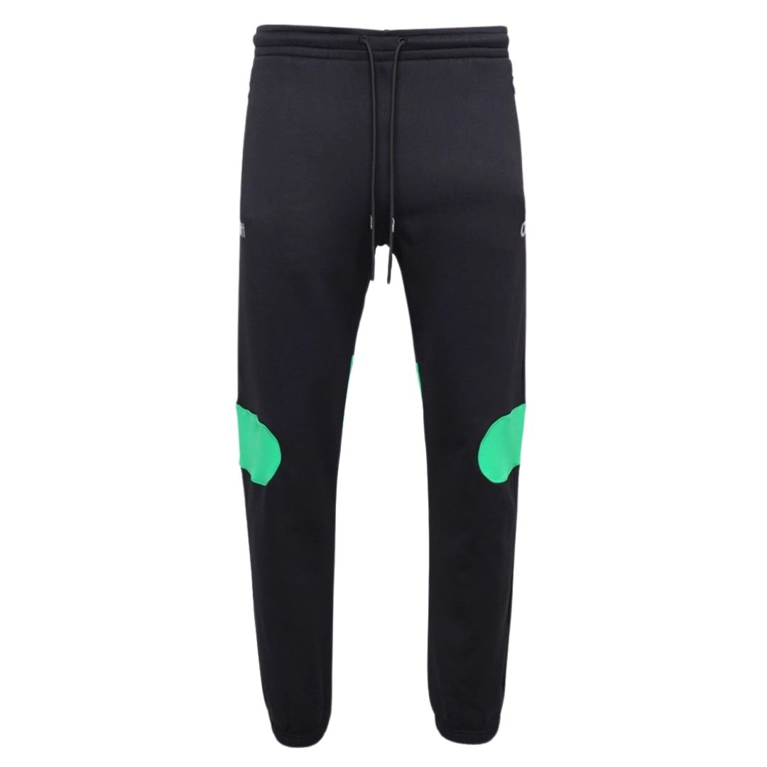 Schwarze Jogginghose mit grünem Knie-Design