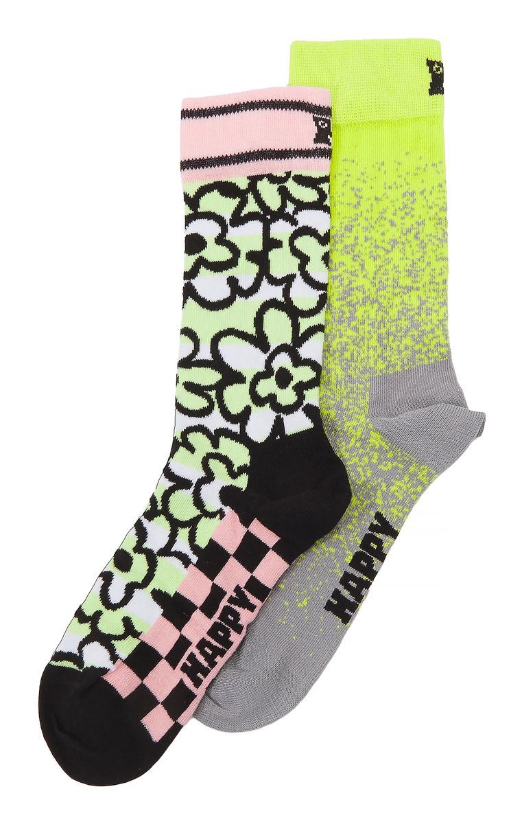 2er Pack Unisex Bunte Partysocken Geschenkbox Set - Gelb