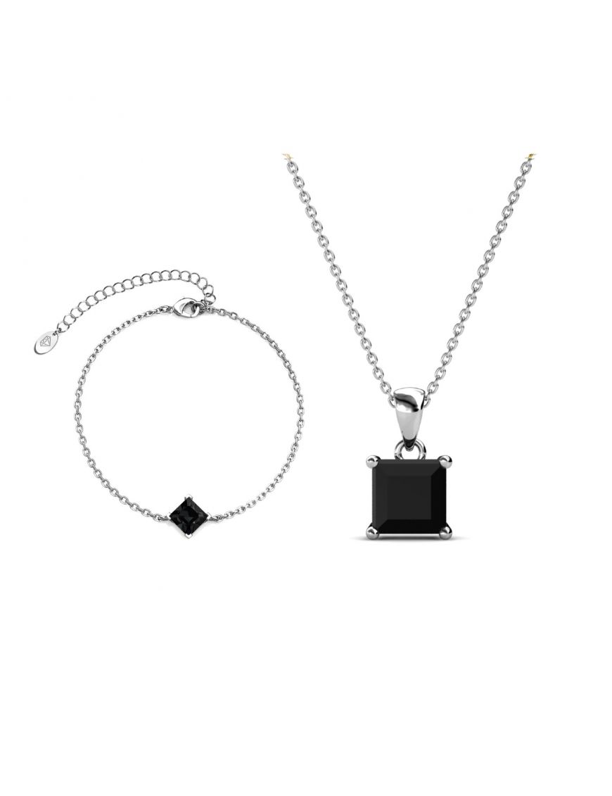 Quadratisches Kristallanhänger Halskette und Armband