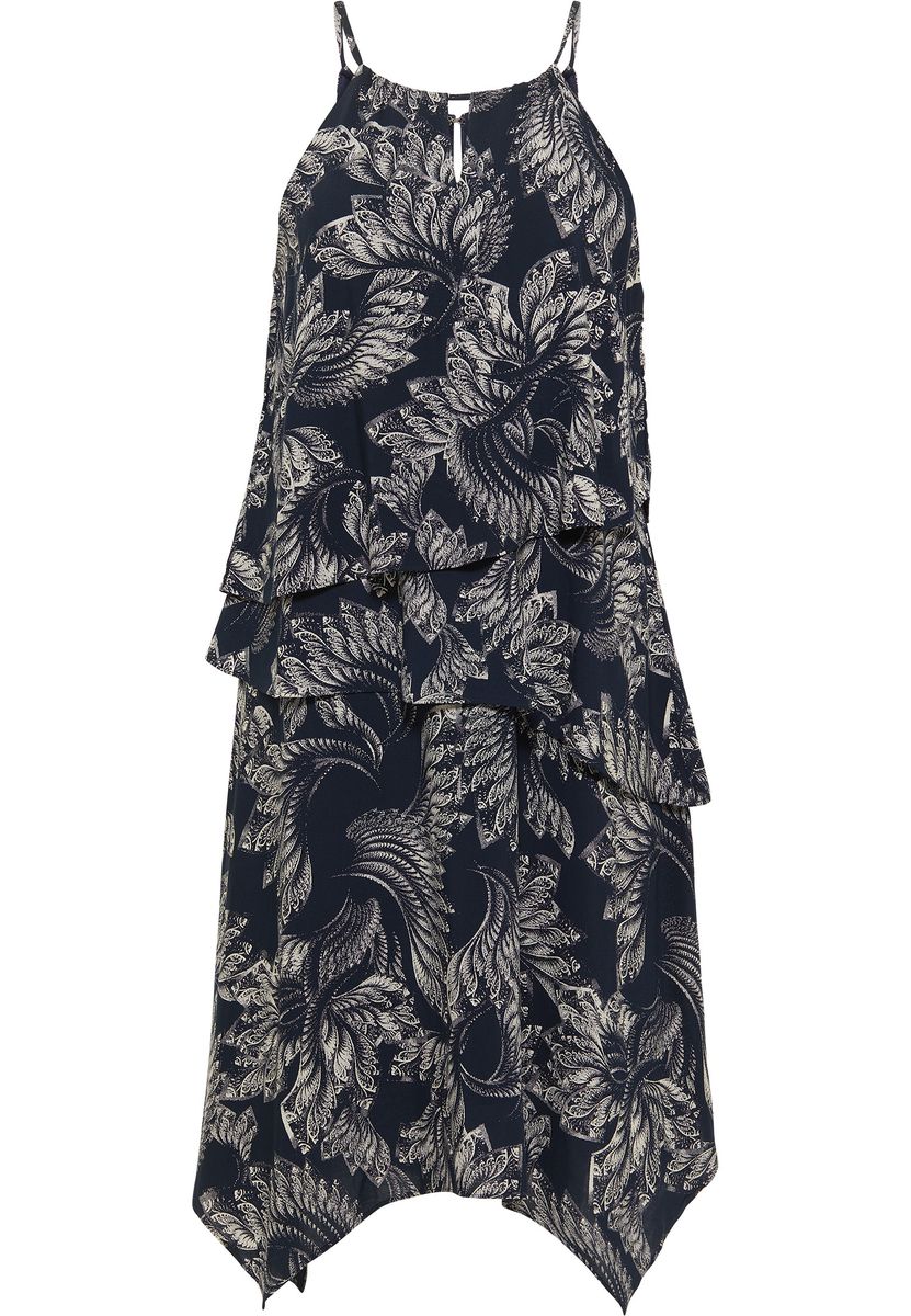 Geblümtes V-Ausschnitt Midikleid