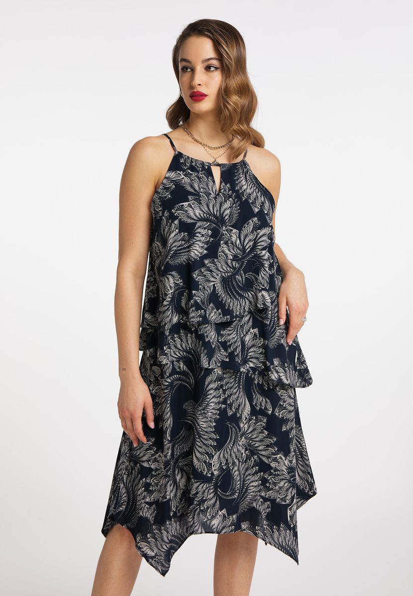 Geblümtes Midi-Kleid in Wickeloptik