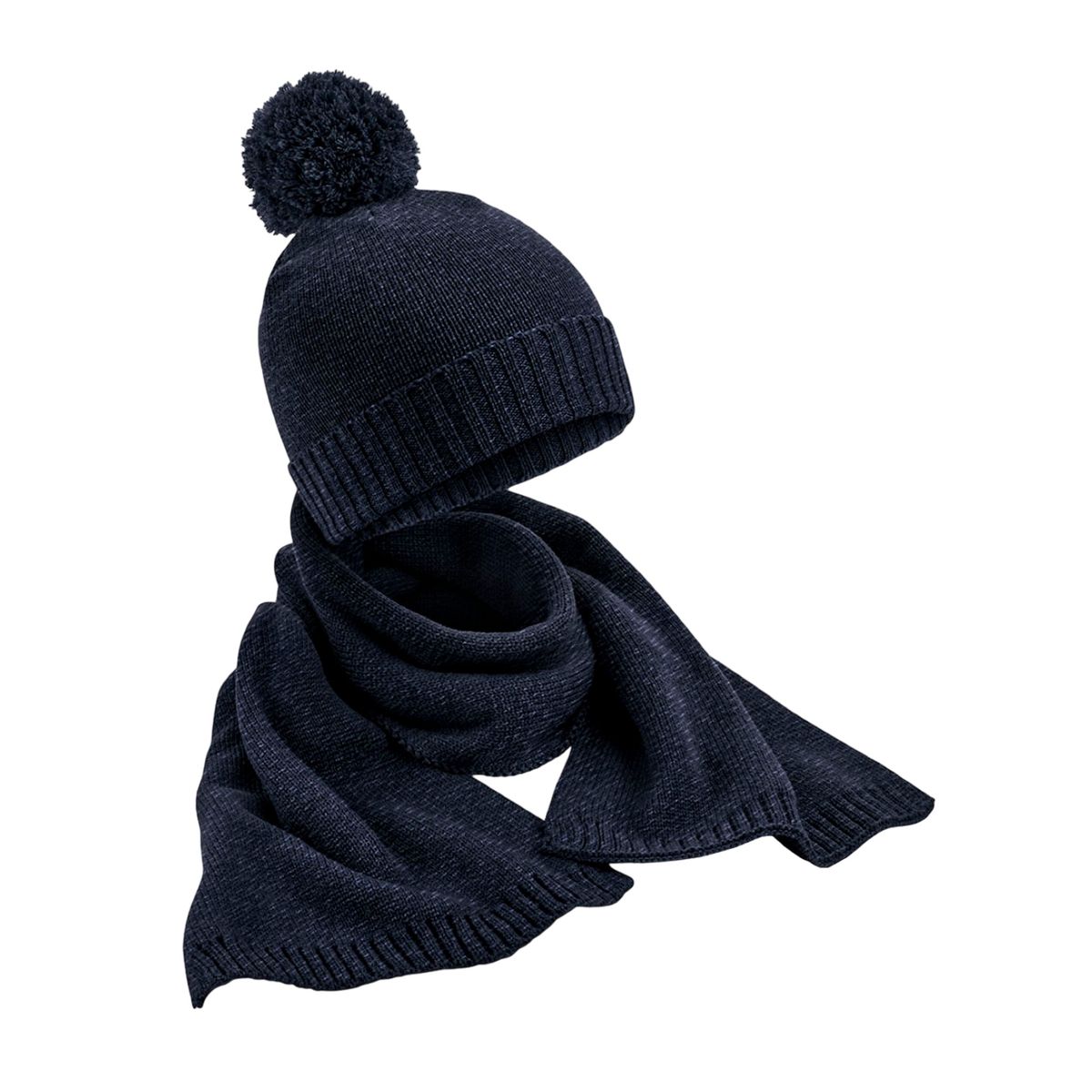 Strukturierte Strickmütze und Schal Set
