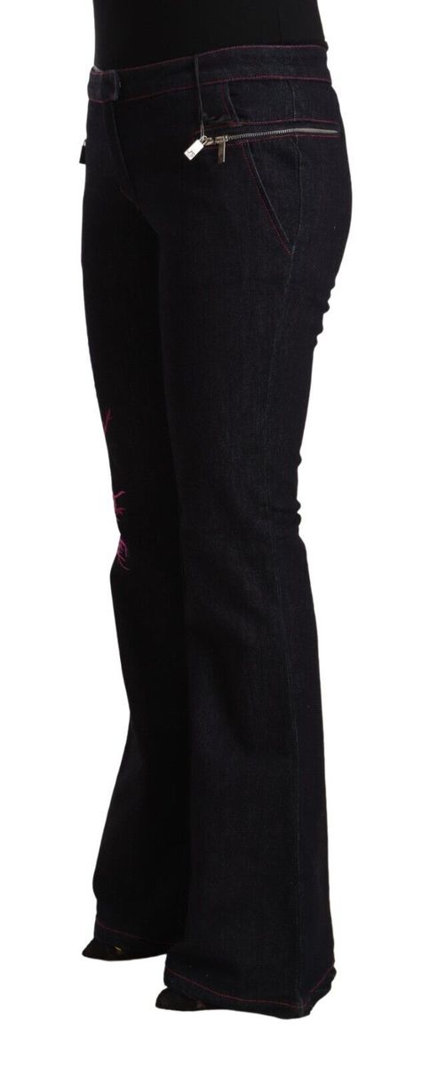 Schlagjeans mit floraler Stickerei