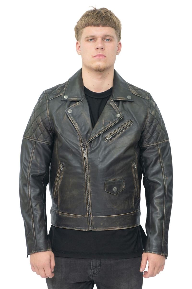 Herren Leder Bikerjacke in Burgunderrot