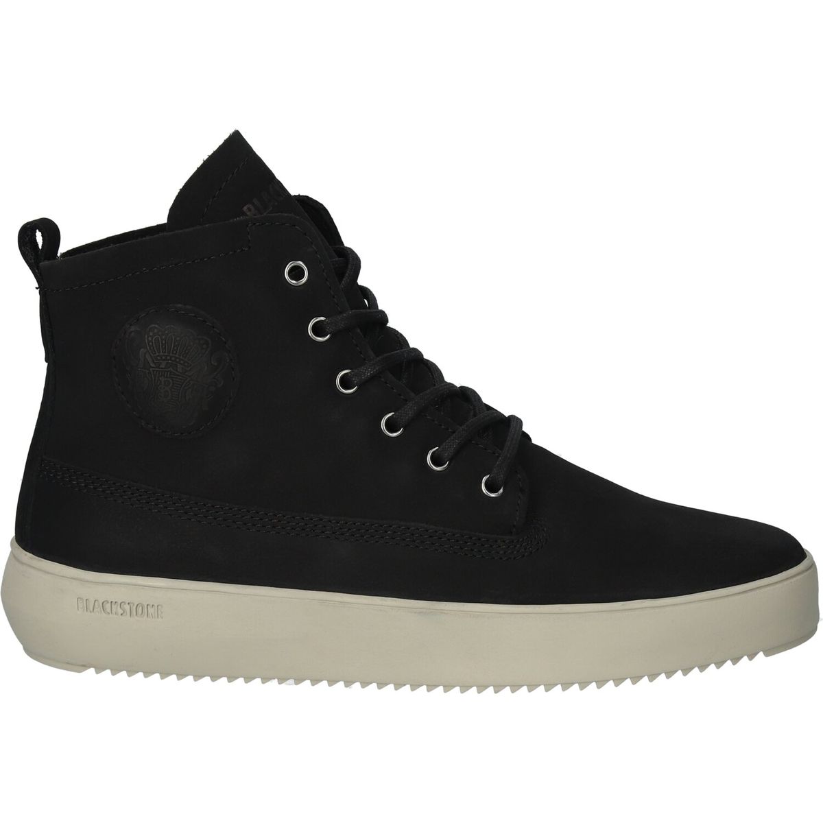 Asphaltfarbener High-Top-Sneaker aus Leder