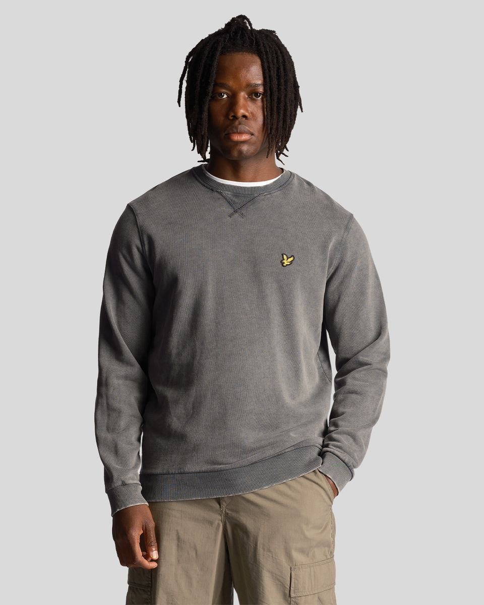 Verwaschenes Baumwoll-Sweatshirt mit Rundhalsausschnitt