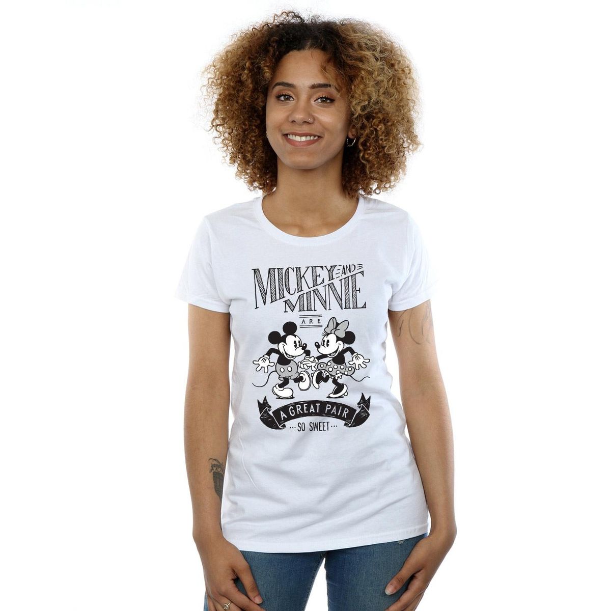 Vintage Charakter-Skizzen-Print T-Shirt
