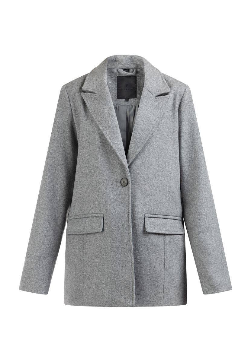 Dreimaster Langer Blazer aus Wollgemisch Damen Grau Melange
