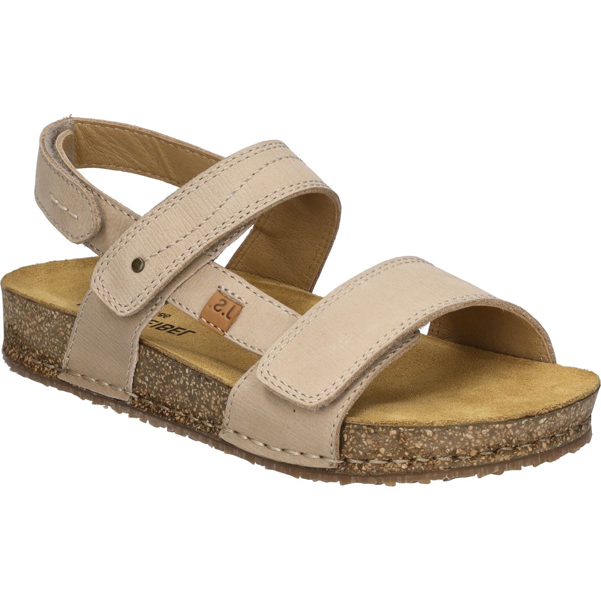 Verstellbare Komfortsandale aus Leder Beige