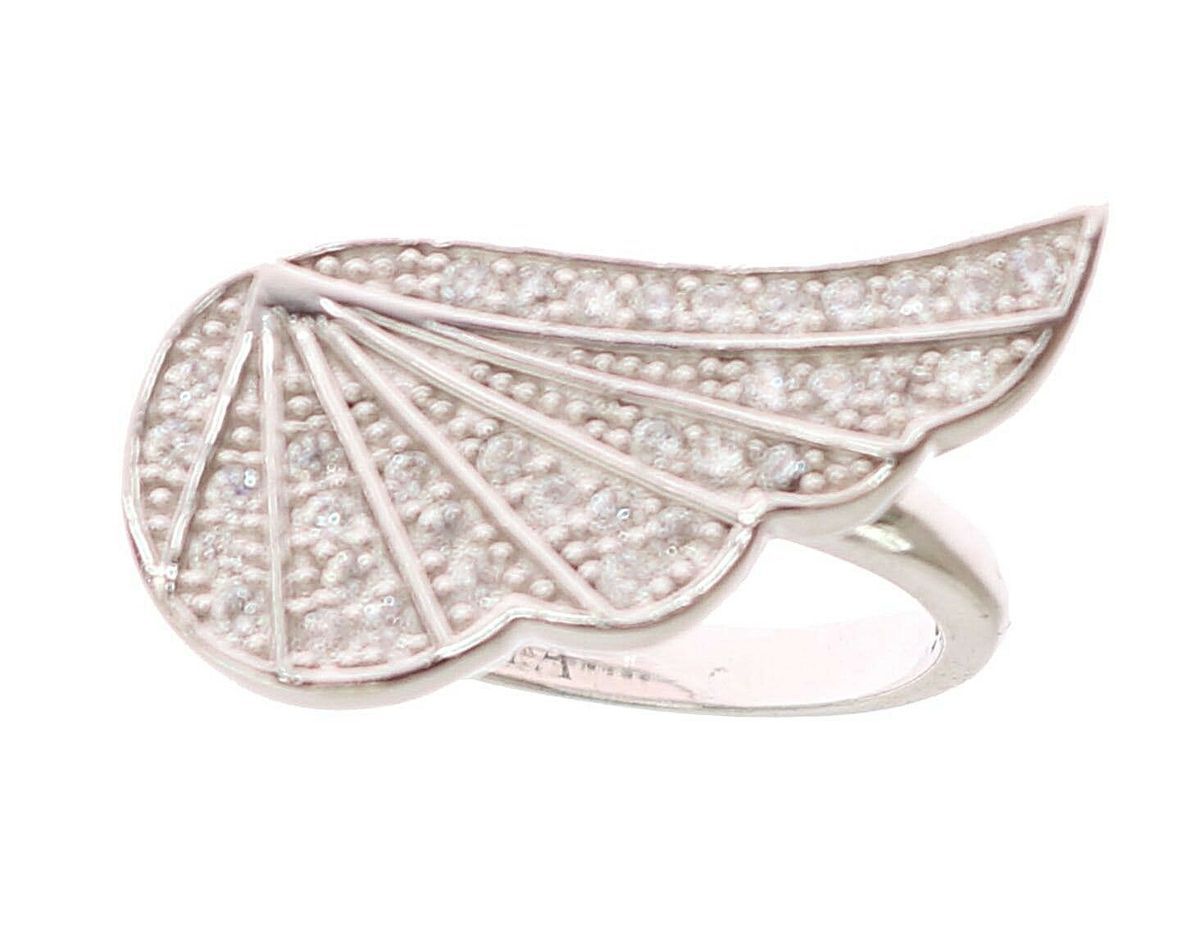 Nialaya Silber Damen Flügel Klarer Zirkonia 925 Silberring