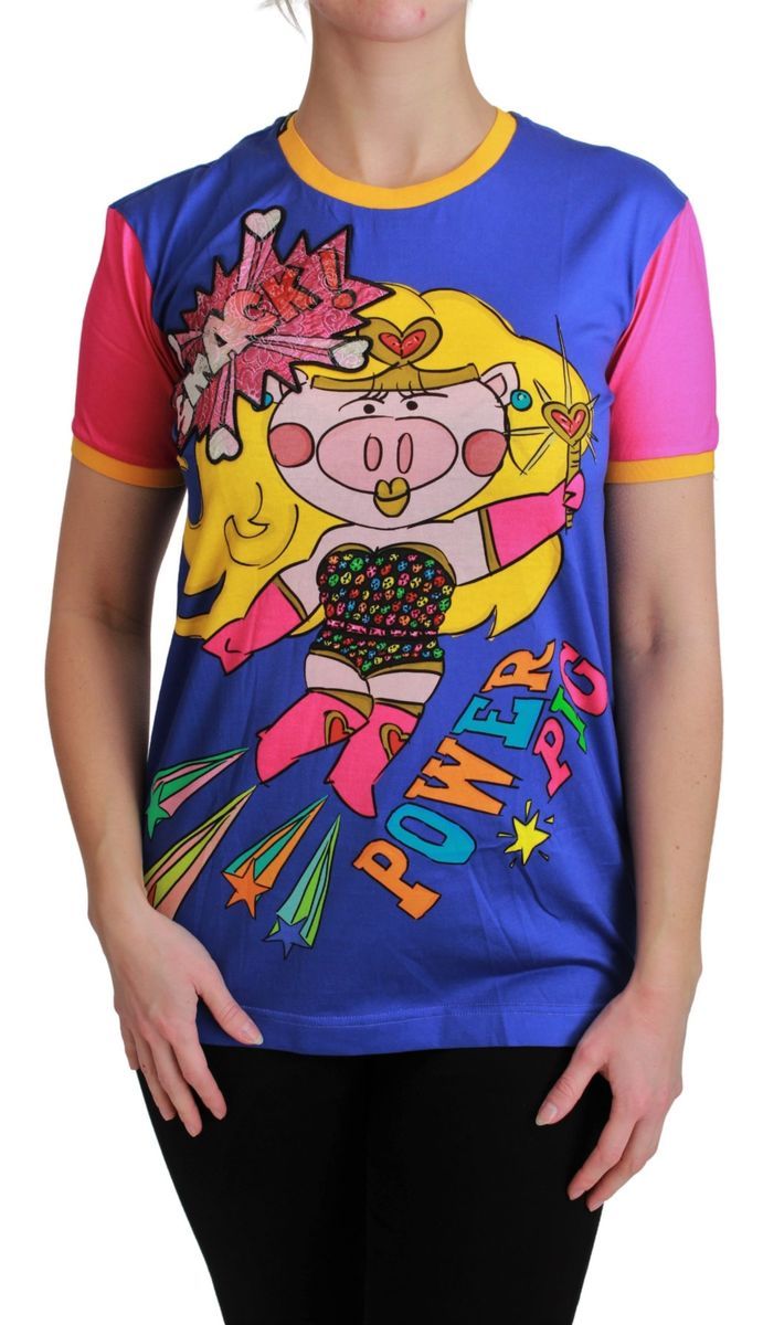 Dolce & Gabbana Damen Lila PIG SUPERGIRL Top Baumwoll-T-Shirt