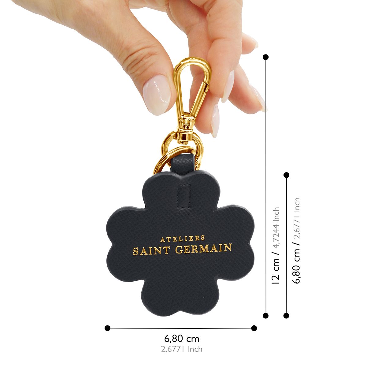 Eleganter Kleeblatt-Taschenanhänger aus Leder