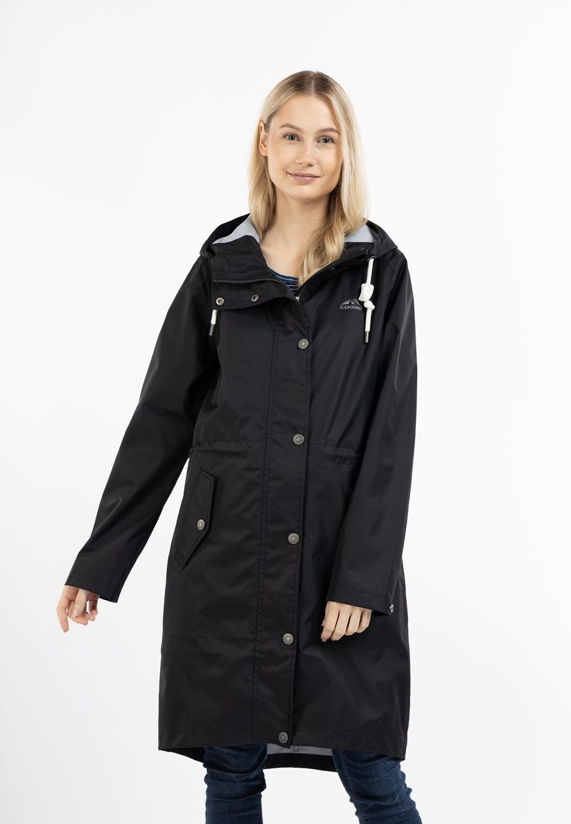 Langer Regenparka mit Kapuze