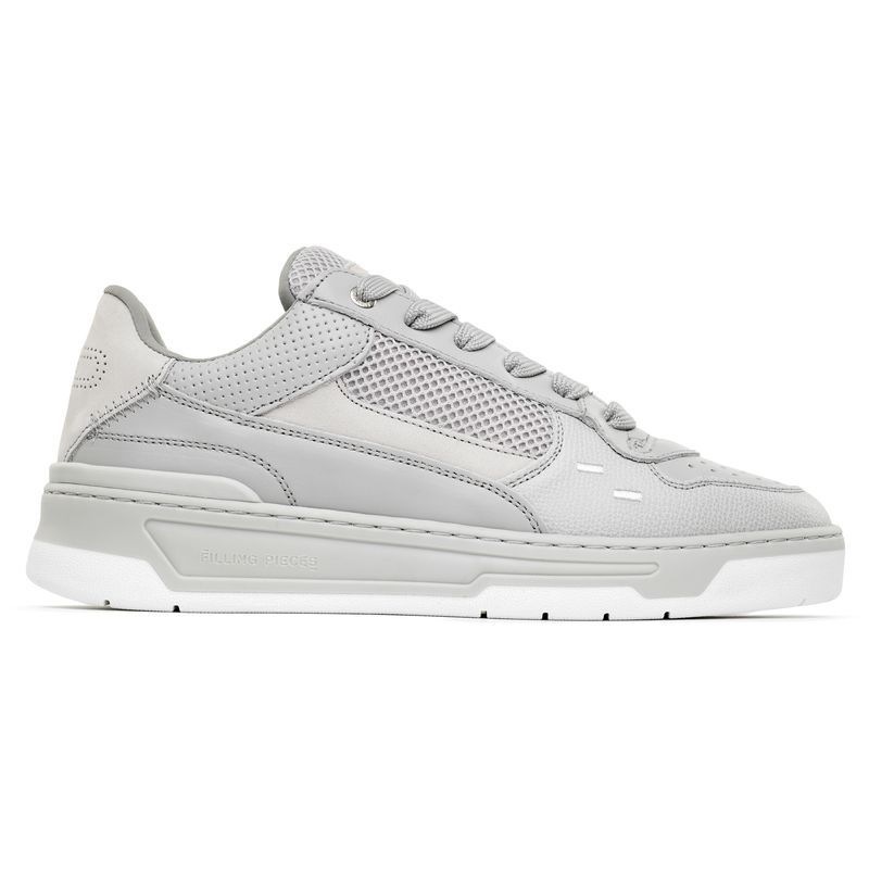 Grauer Leder- und Mesh-Sneaker