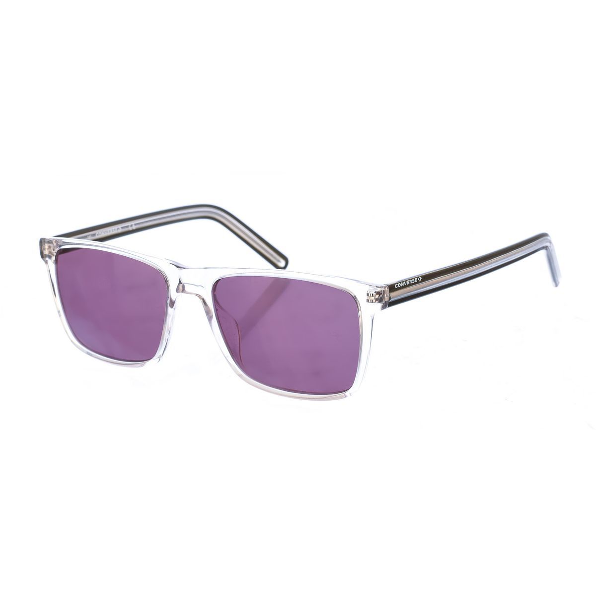 Rechteckige Sonnenbrille Klares Violettes Glas