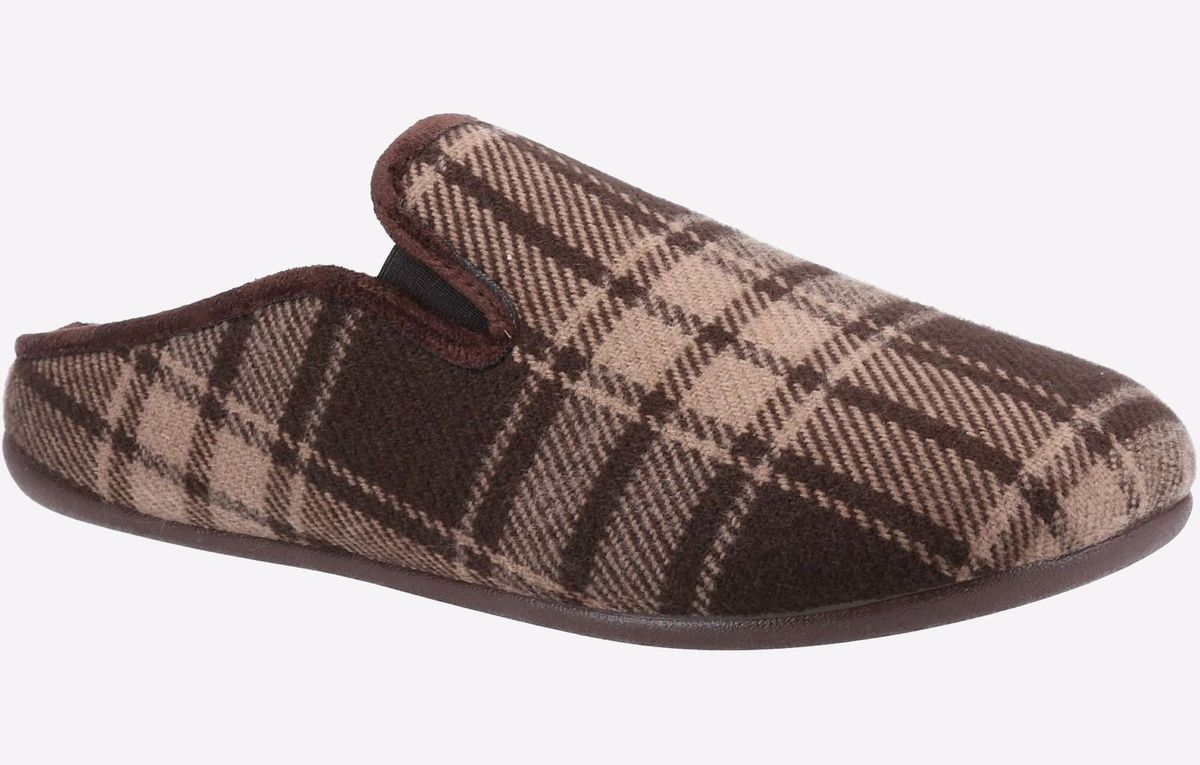 Slipper mit Karomuster aus Textil