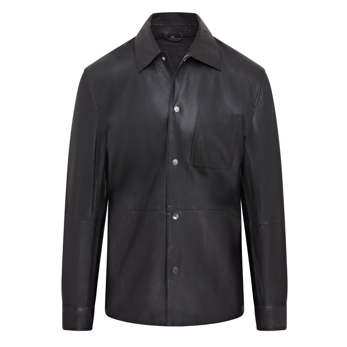 Klassische schwarze Lederhemdjacke