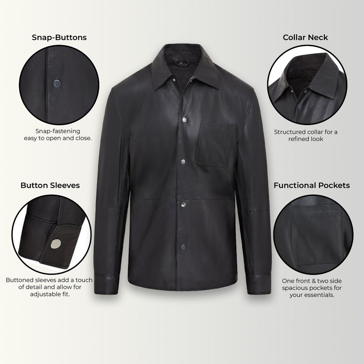 Minimalistische Leder-Trucker-Hemdjacke
