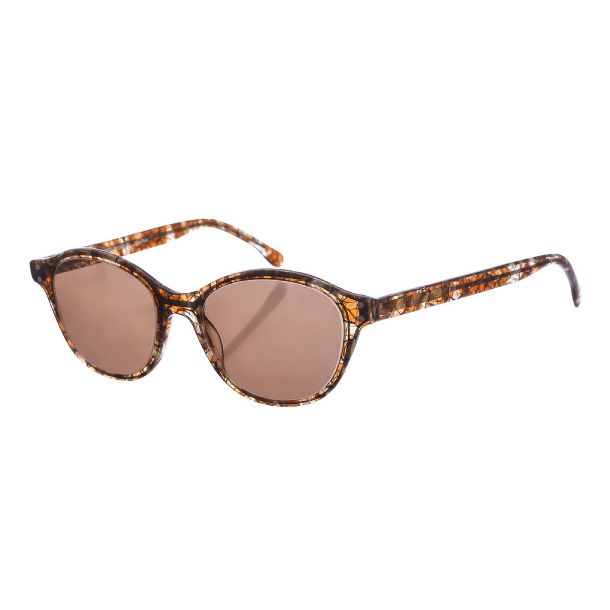 Ovale Acetat-Sonnenbrille mit Musterrahmen