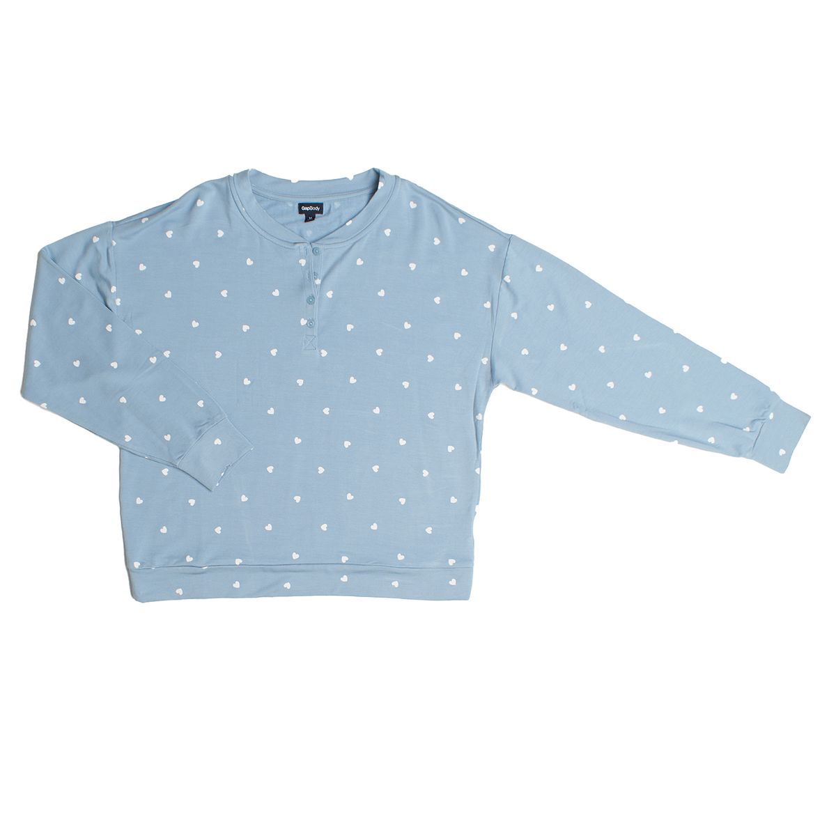 Damen Henley Langarm Pyjama-Oberteil