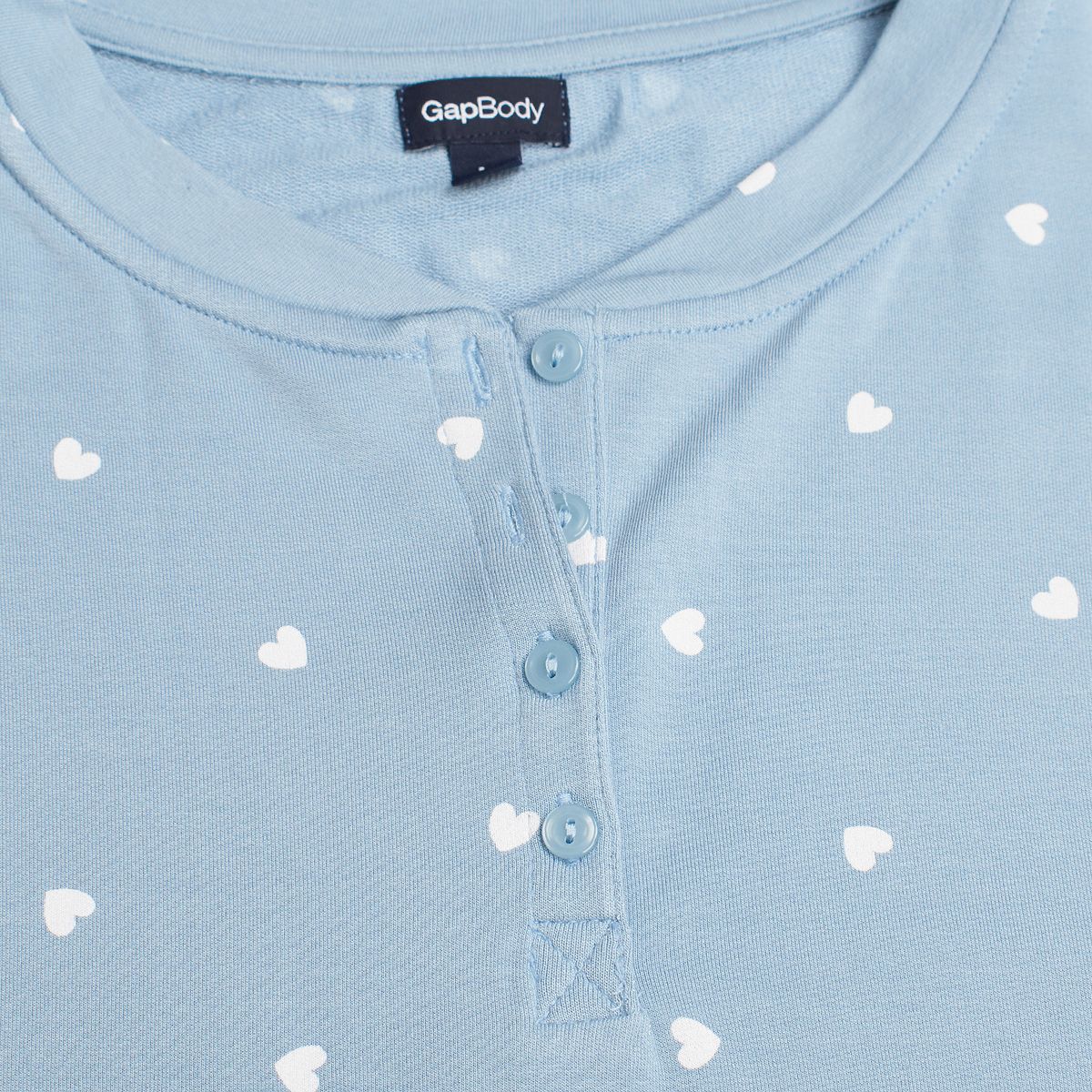 Henley-Pyjamaoberteil mit Herzmuster