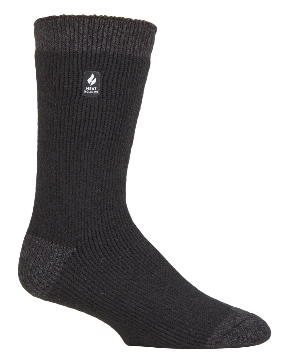 Wärmehalter - Herren extra dicke Thermosocken für den Winter | Warme flauschige Fleece isolierte Socken | Geschenke für Männer - Schwarz / Charcoal Ferse & Spitze (Berlin)