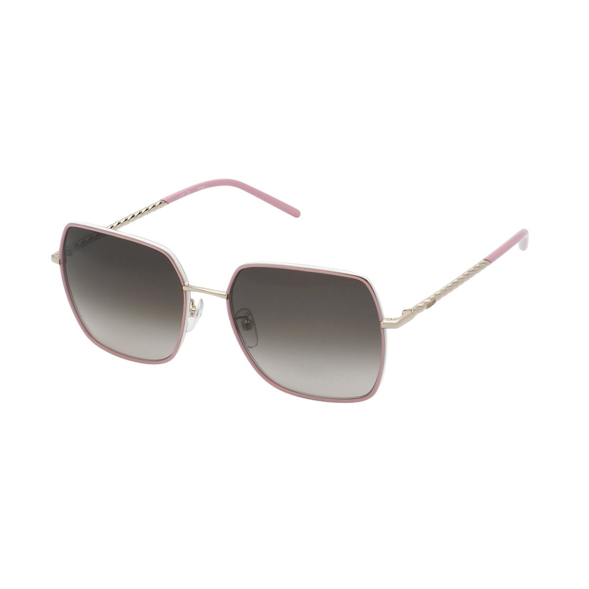 Geometrische Sonnenbrille mit rosa Rahmen