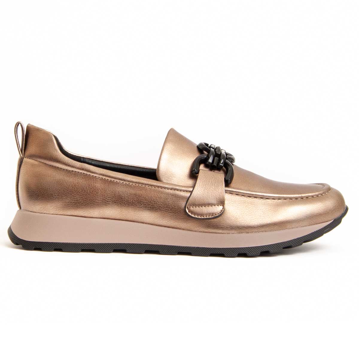Metallic Slipper-Loafer-Sneaker mit Kette