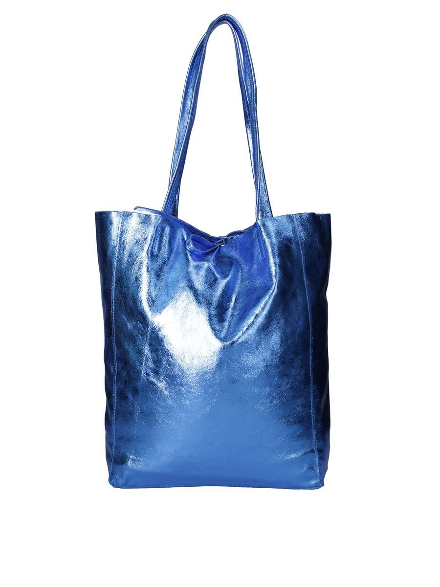 Metallic Leder Shopper Tote Bag