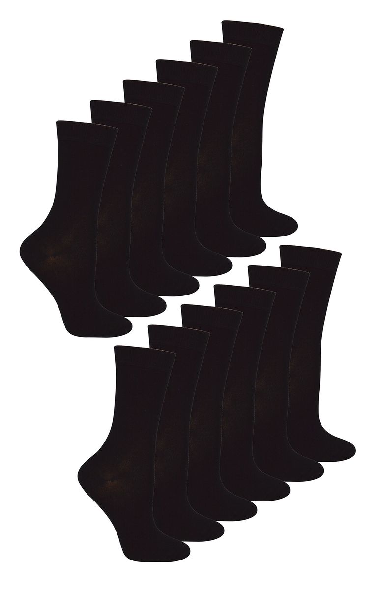 Sock Snob - 12 Paires Enfant Coton Chaussettes Uni Garçons et Filles Respirantes - Noir
