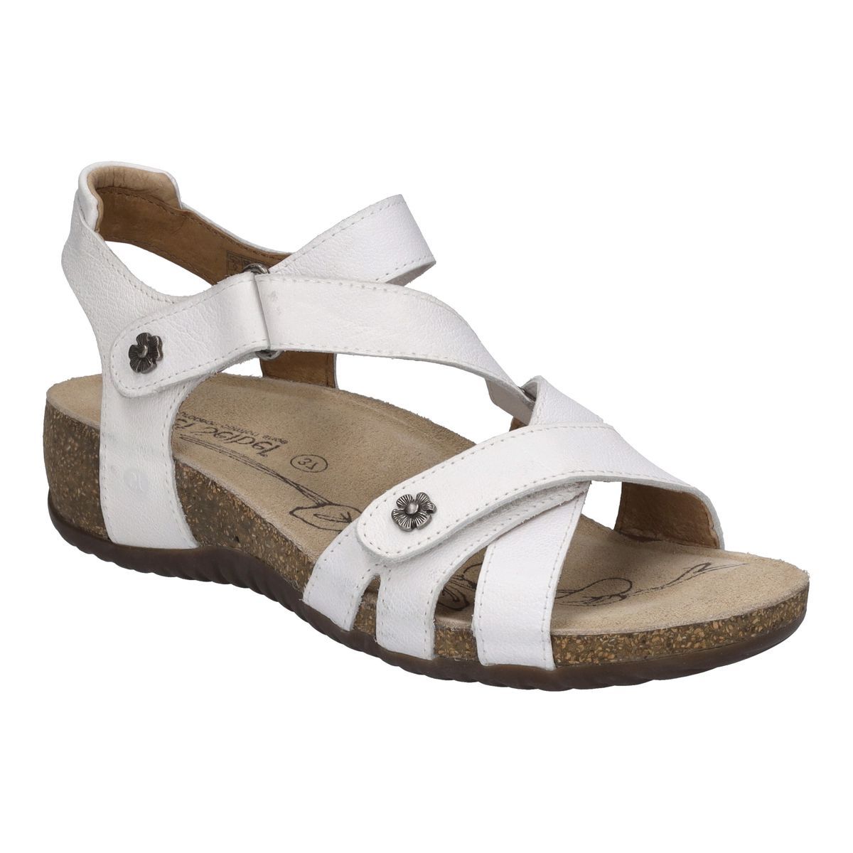 Weiße Riemchensandalen aus Leder mit Absatz