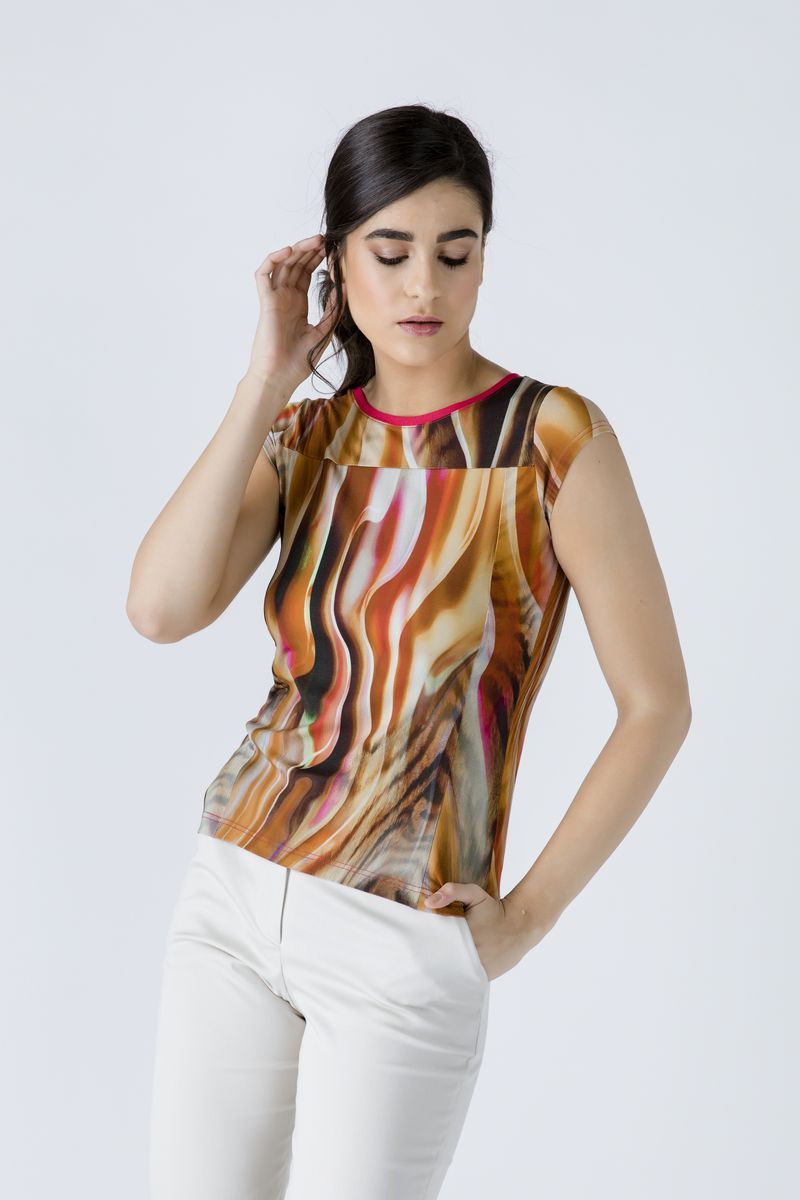 Bedrucktes Stretch-Jersey-Top