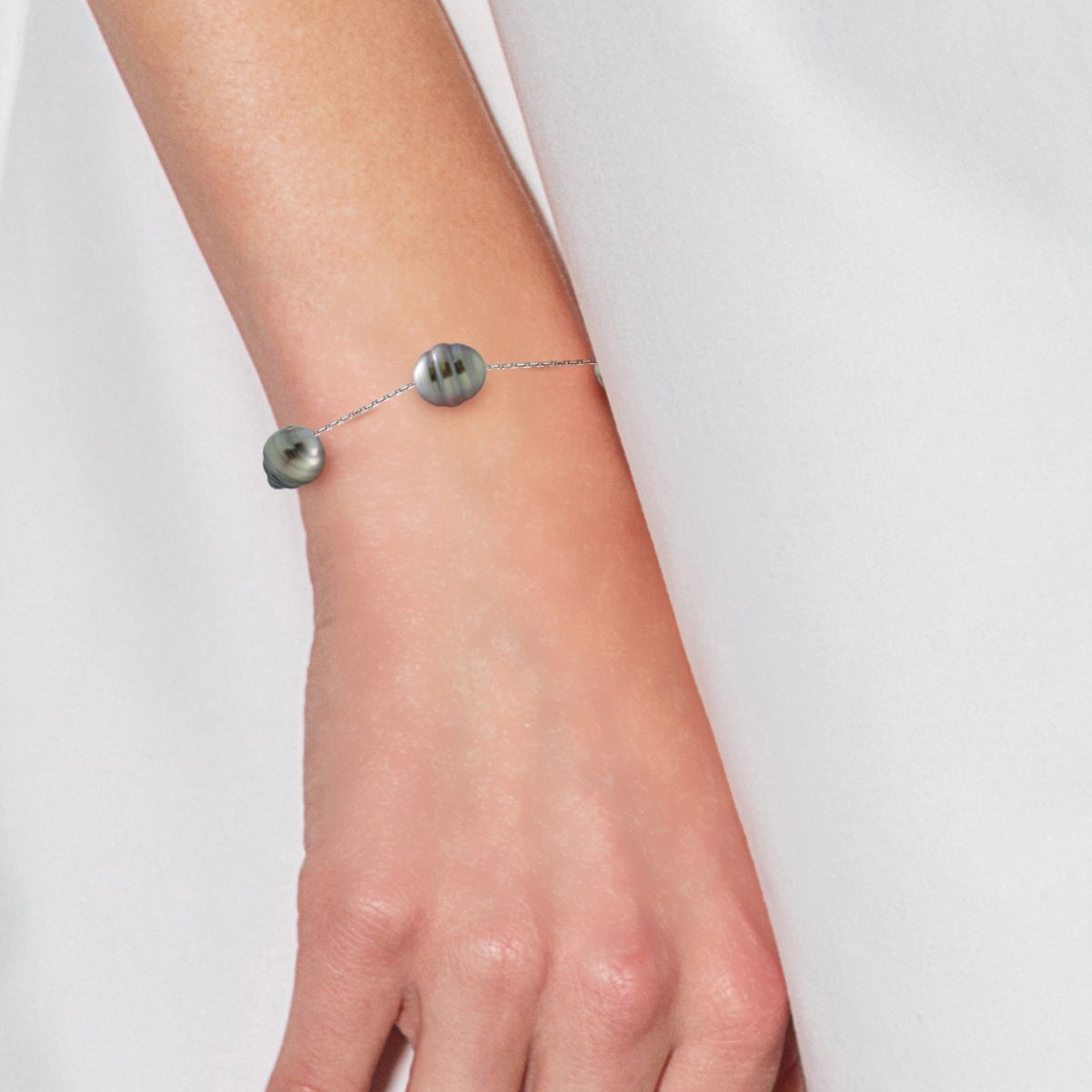 Tahiti-Perlenarmband aus Sterlingsilber