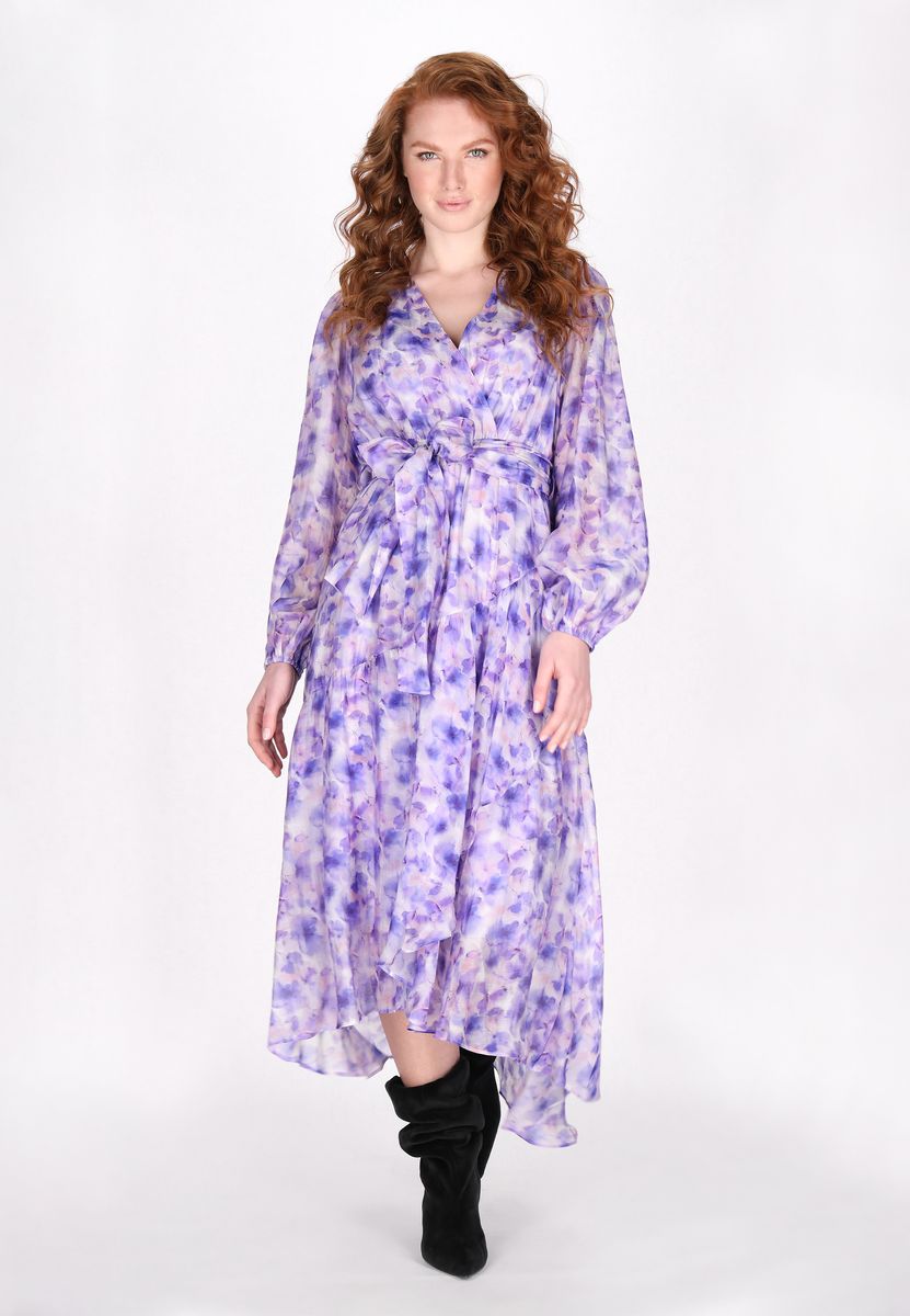 Fließendes Wickelkleid mit Blumenmuster