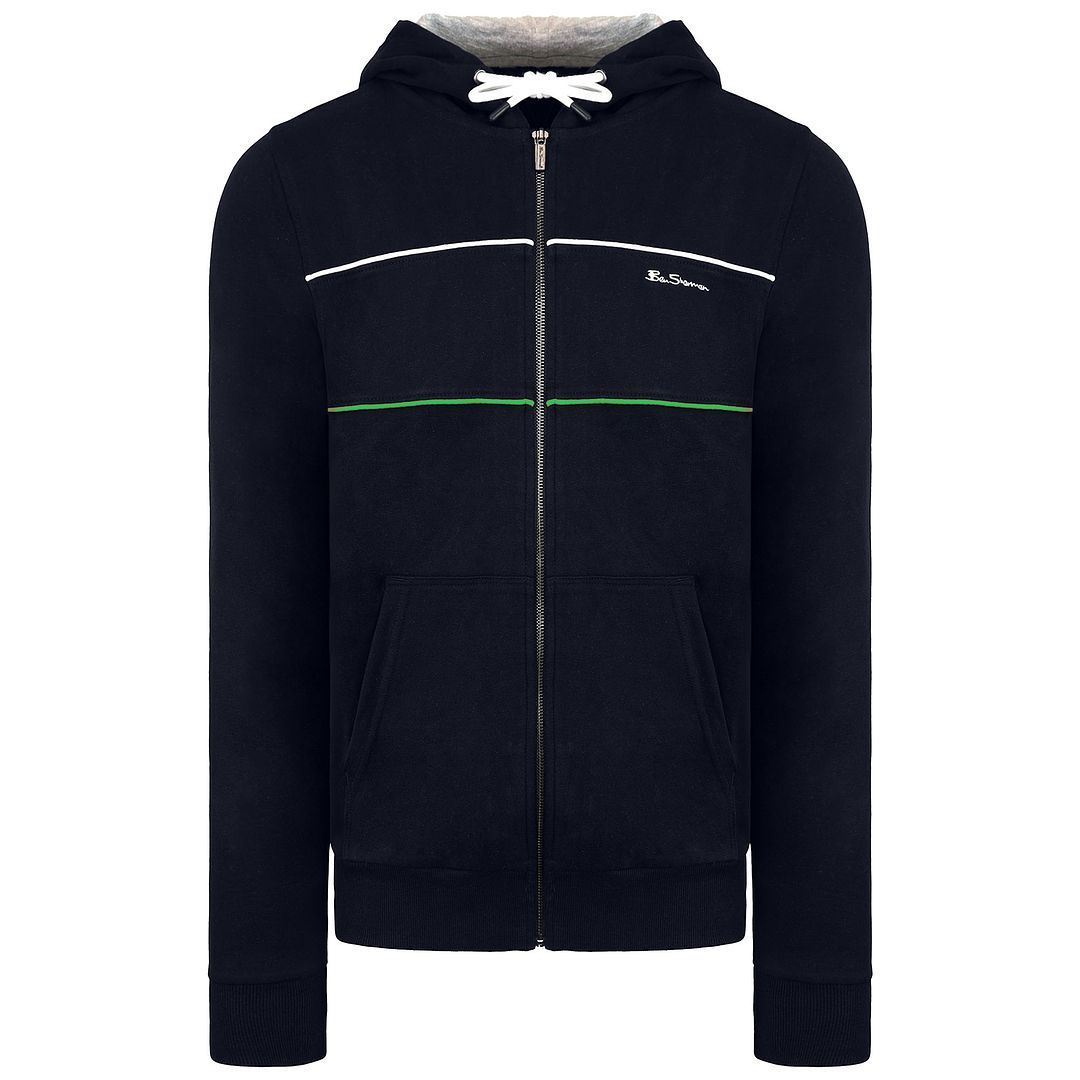 Herren Marineblauer Kapuzenpullover mit Reißverschluss