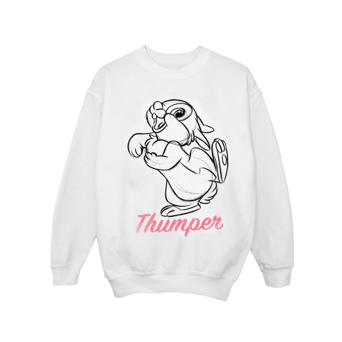 Disney - "Bambi Thumper Line Drawing" Sweatshirt für Mädchen (Weiß)