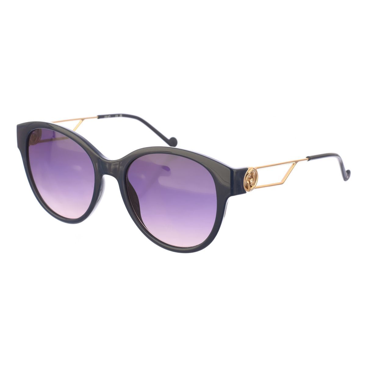 Ovale Acetat-Sonnenbrille mit goldenen Details