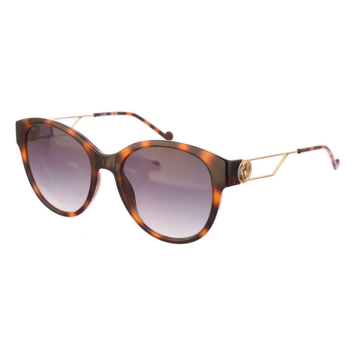 Ovale Acetat-Sonnenbrille mit goldenen Details