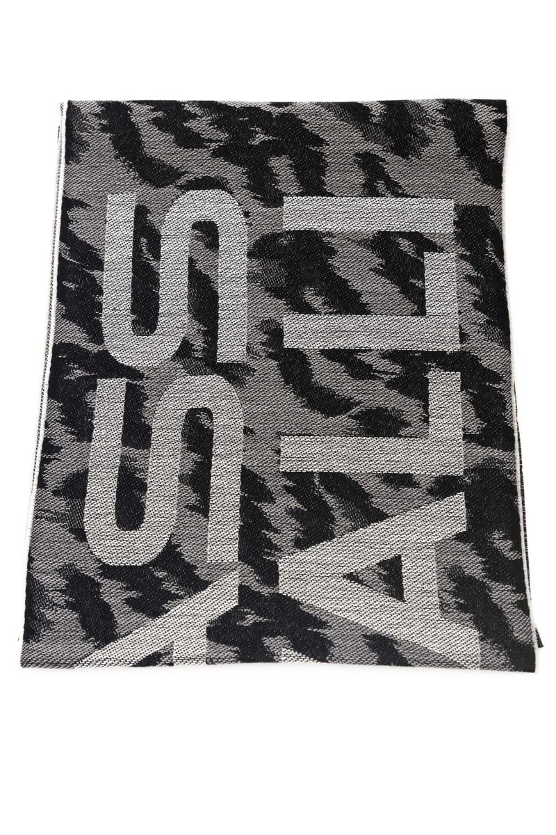 Grauer Logo Jacquard Wollschal