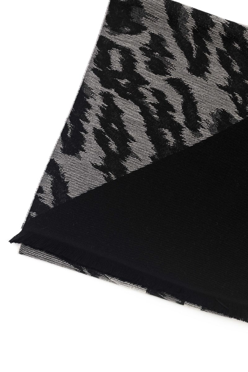 Jacquard-Wollschal mit Logo und Animal-Print