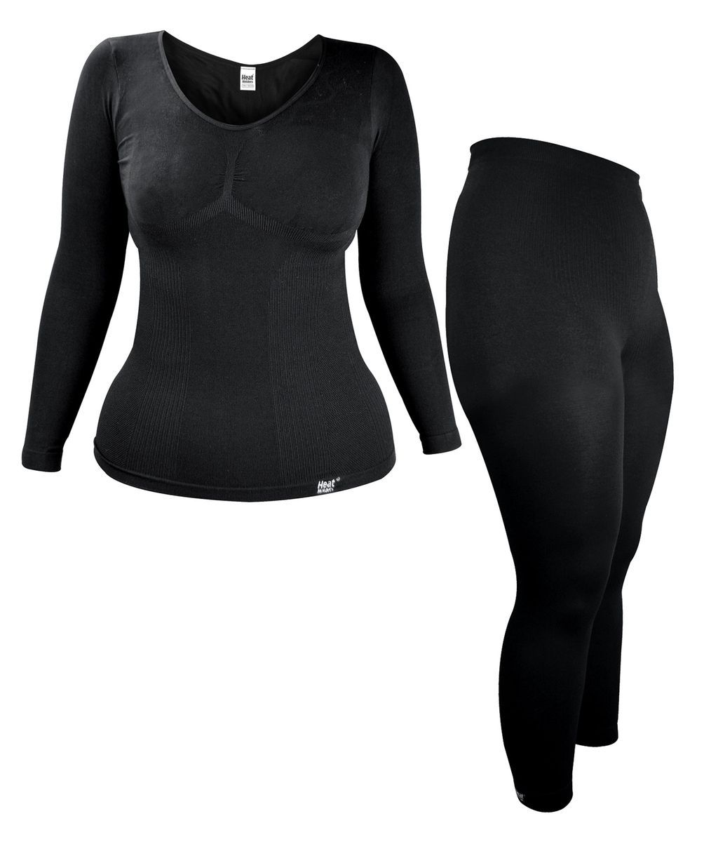 Ladies Thermal Underwear Set | Wärmehalter | Extra Warm Winter Long Sleeve Top & Long Janes - Schwarz