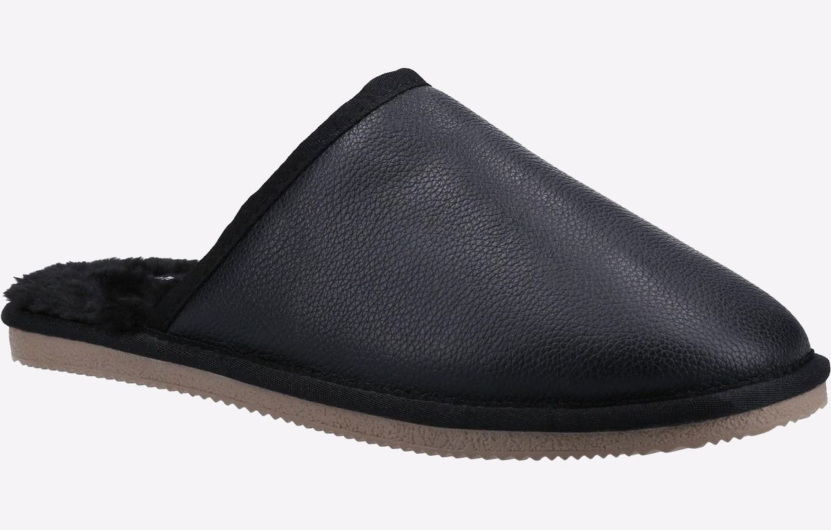 Mule-Hausschuhe aus genarbtem Leder