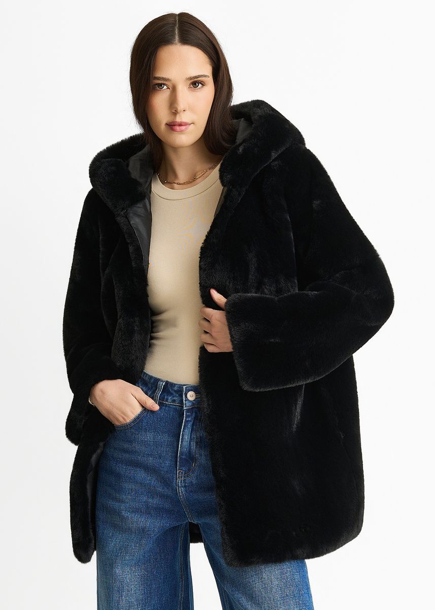 Kapuzenjacke aus Kunstpelz