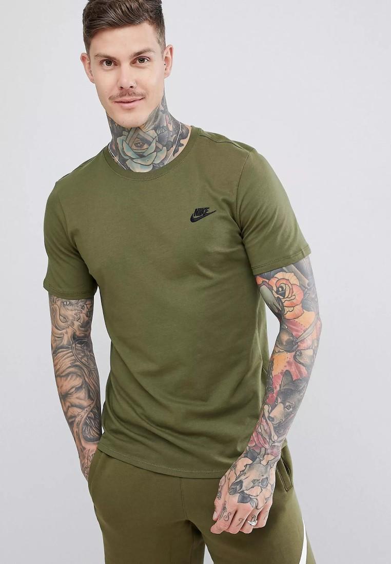 Herren Freizeit Olivgrünes T-Shirt