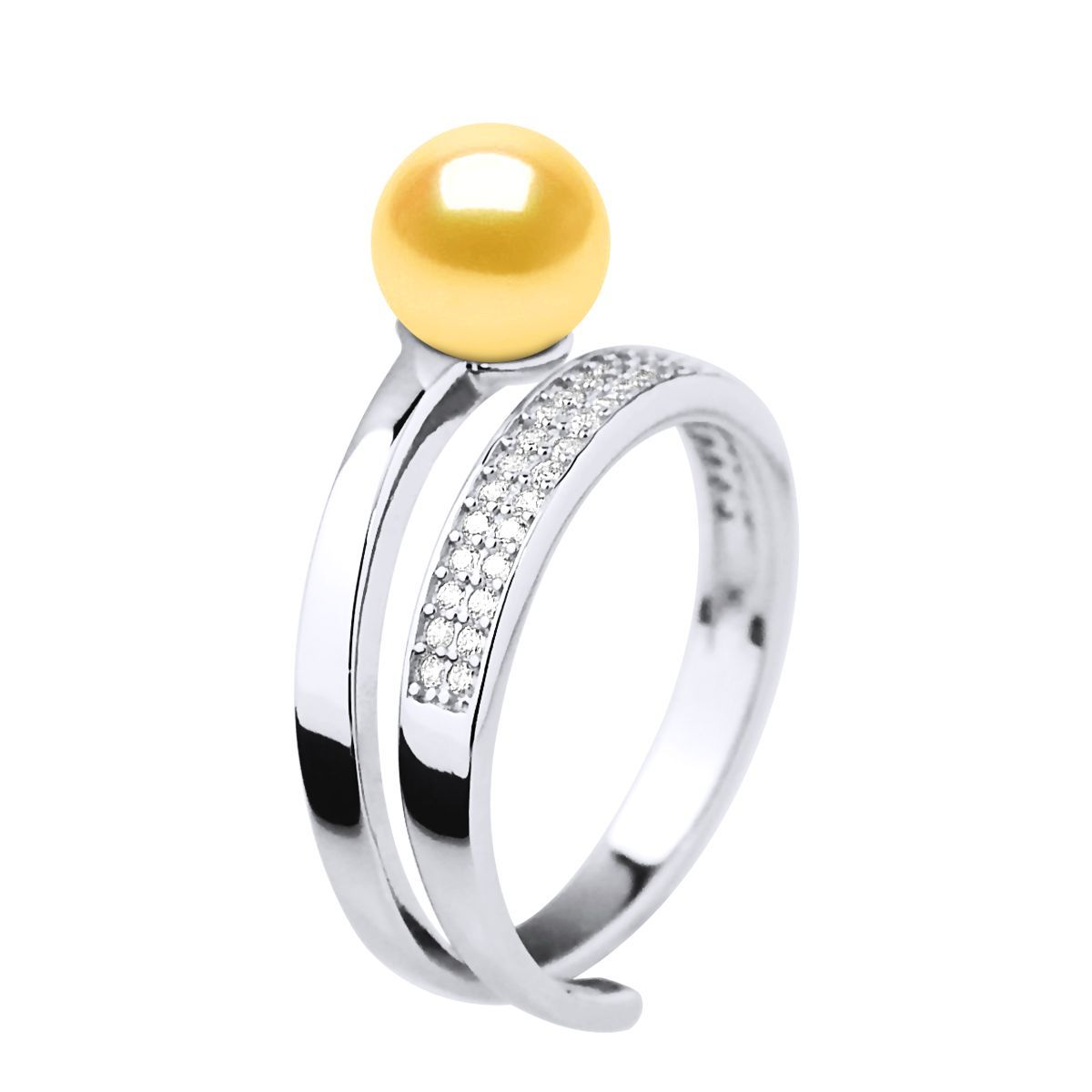 Goldene Perle Verstellbarer Silber Ring