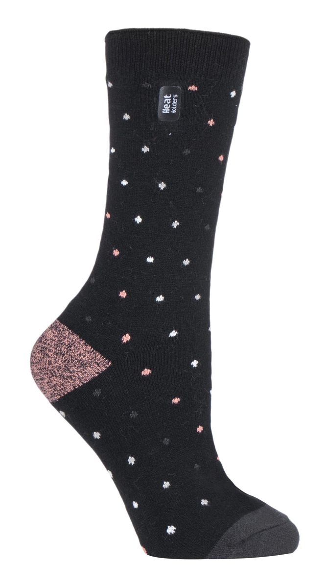 Heat Holders Damen Ultra Lite Thermo-Socken mit gebürstetem Innengarn, schwarze Punkte (Beere)