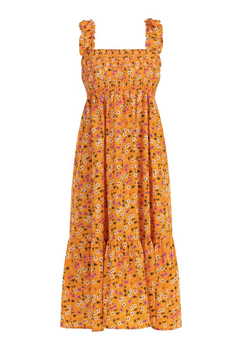 Mymo Midikleid Damen Orange Mehrfarbig