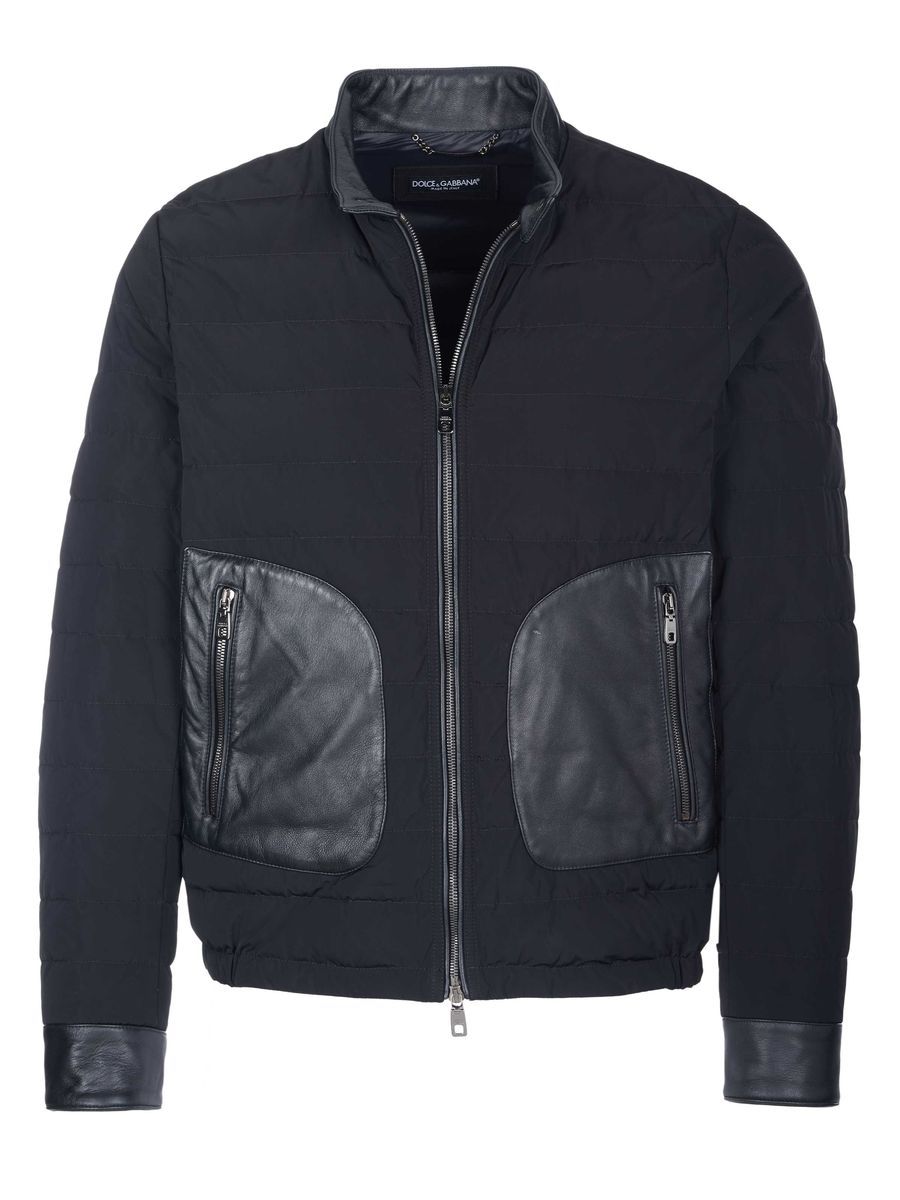 Herren Bomberjacke mit Lederbesatz