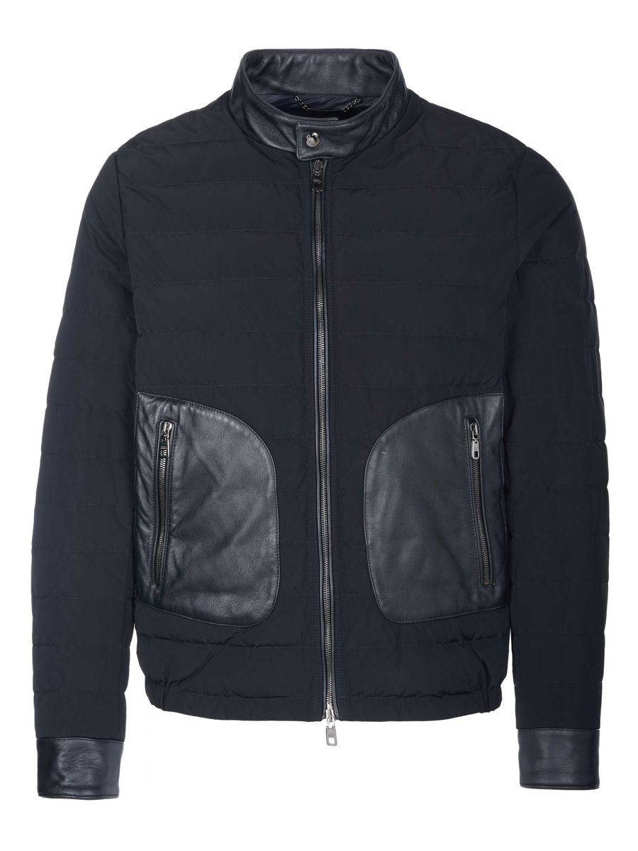 Steppjacke mit Leder-Details